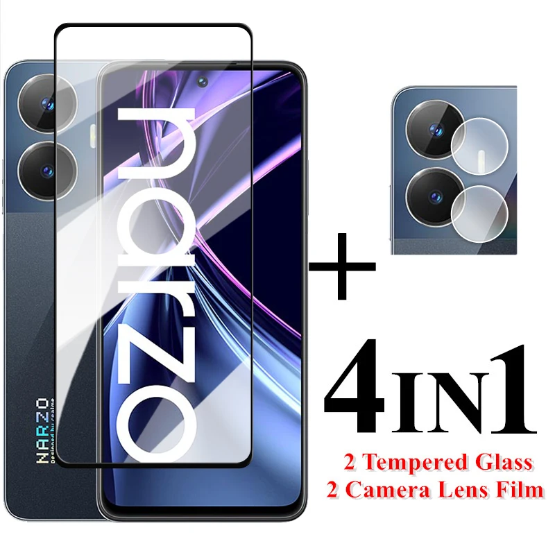 

For Realme Narzo N55 Screen Protector 6.72 inch Full Cover Glass For Narzo N55 Tempered Glass Realme Narzo N55 Camera Lens Flim