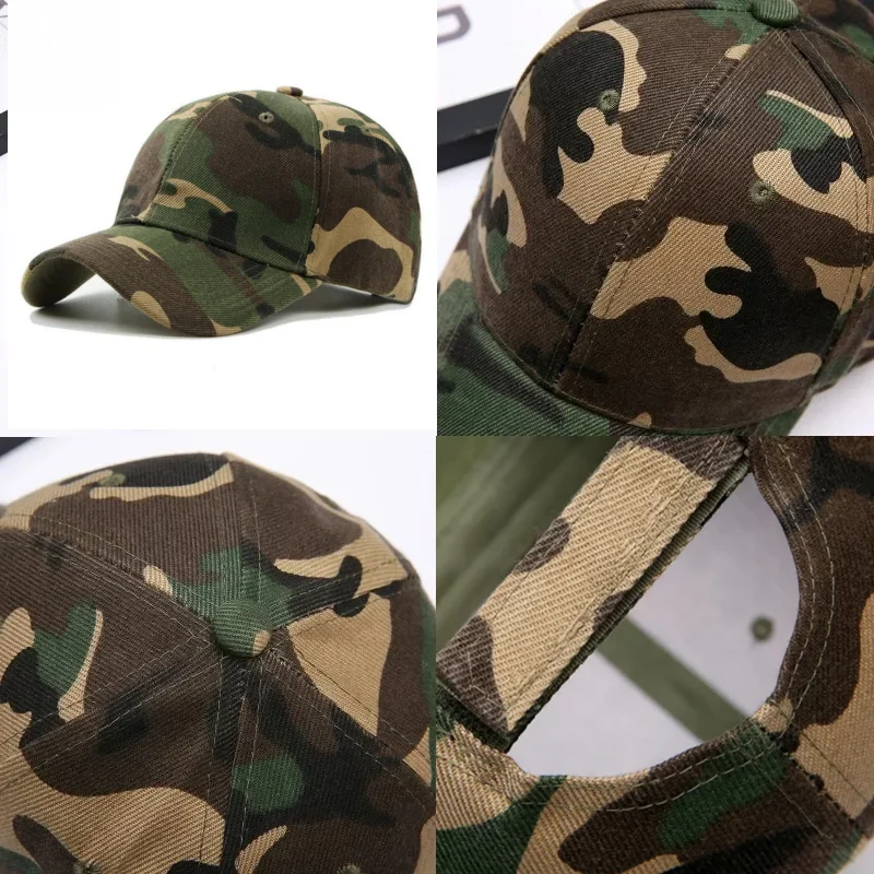 남녀 공용 카모플라주 프린트 아미그린 야구 모자 정글 자외선 차단 선캡 야외 유니섹스 스포츠 조절 가능한 스냅백 모자