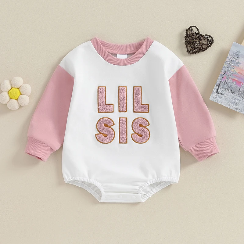 

Big Sister Little Sister Matching Outfits Toddler Baby Girl Sweatshirt Letter Embroidery Romper Winter Clothes