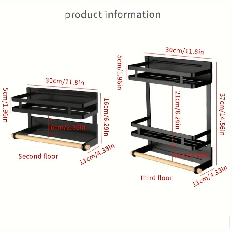 1Pc Multi Layer Household Storage Shelf Seasoning Storage Rack Fresh Keeping Bag Holder Magnetic Refrigerator Shelf