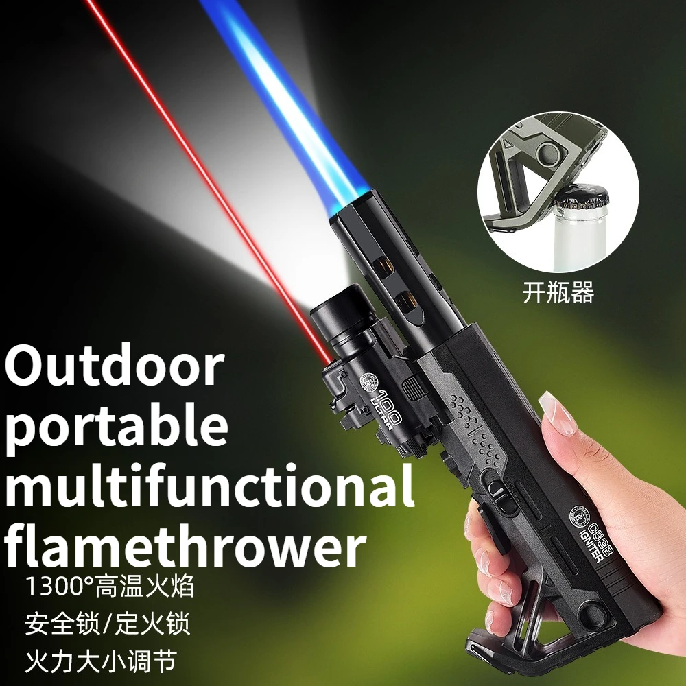 

NEW High Appearance Windproof Blue Flame Straight Forward Lighter Outdoor Laser Portable Camping Igniter