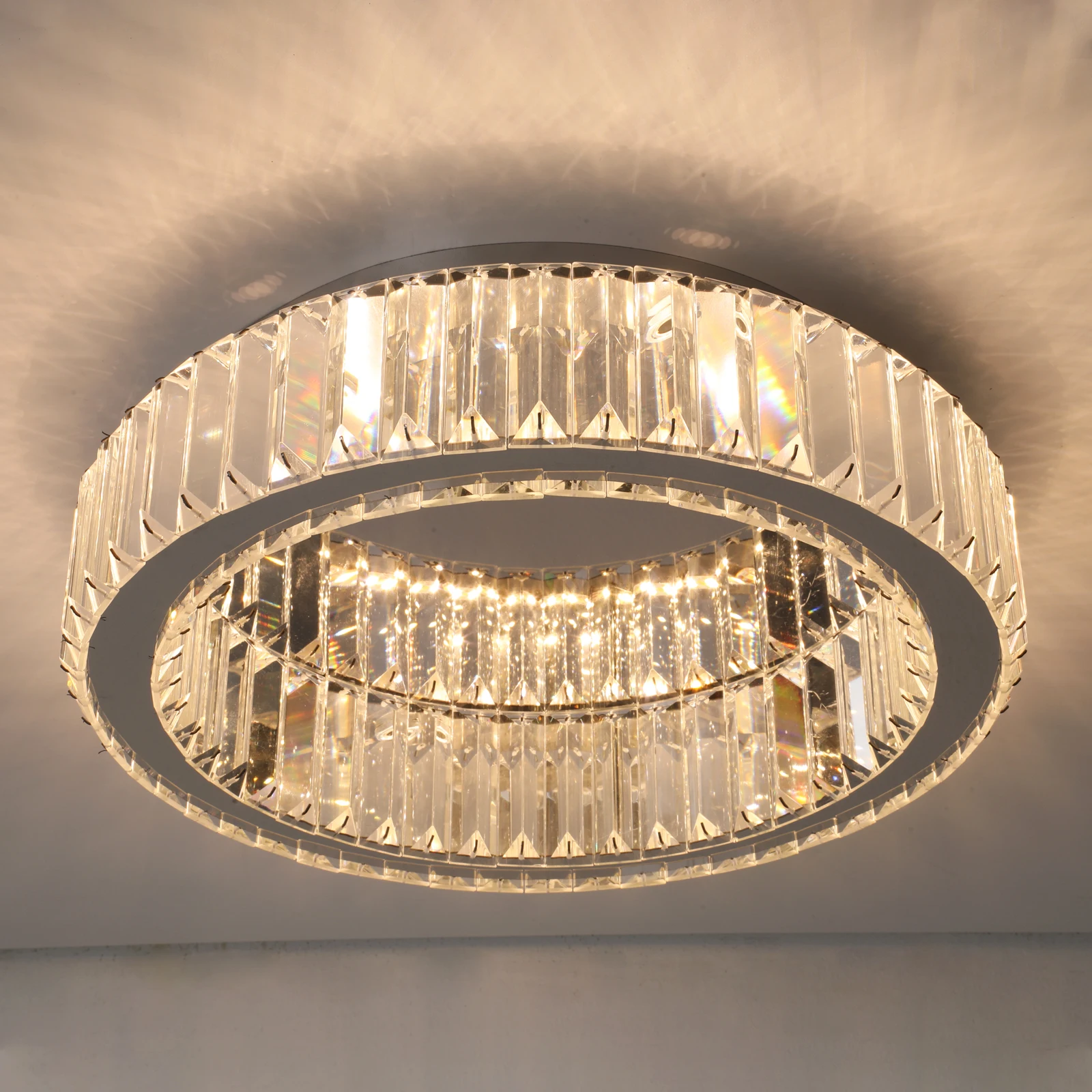 

VETRULUS Modern Big Crystal Ceiling Lamp LED Light Circle Chandelier Lustre Indoor Bedroom RC Dimmable Fixtures Living Room
