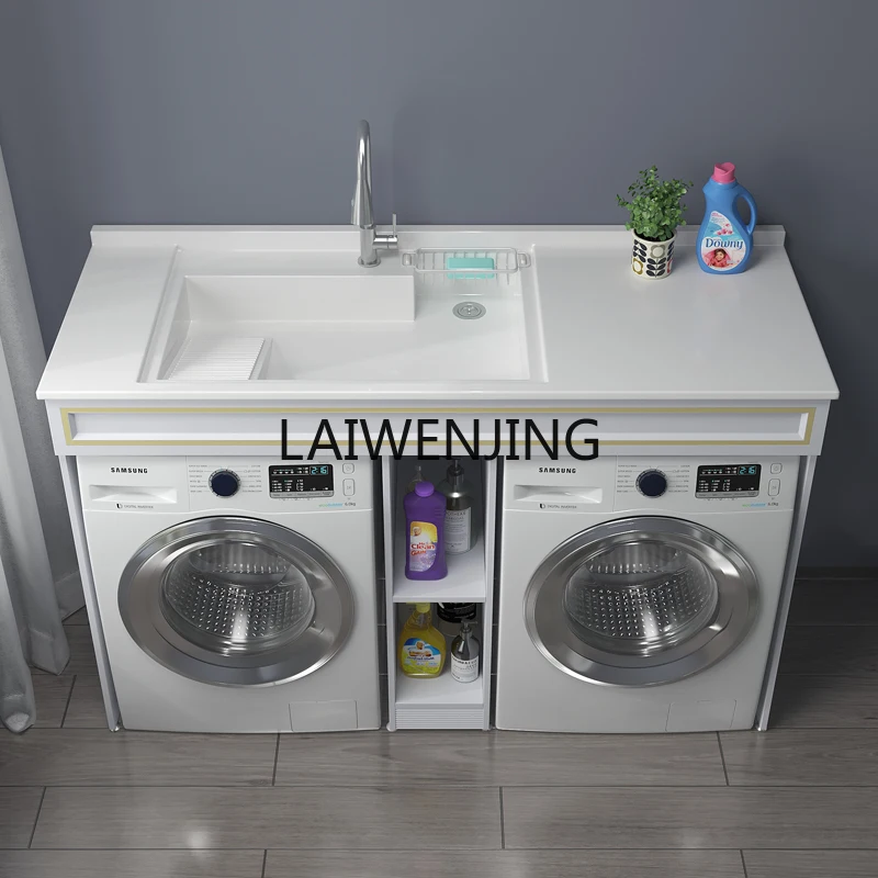 MJY Space Aluminum Laundry Cabinet Balcony Cabinet Combination Laundry Pool Customized with Rub