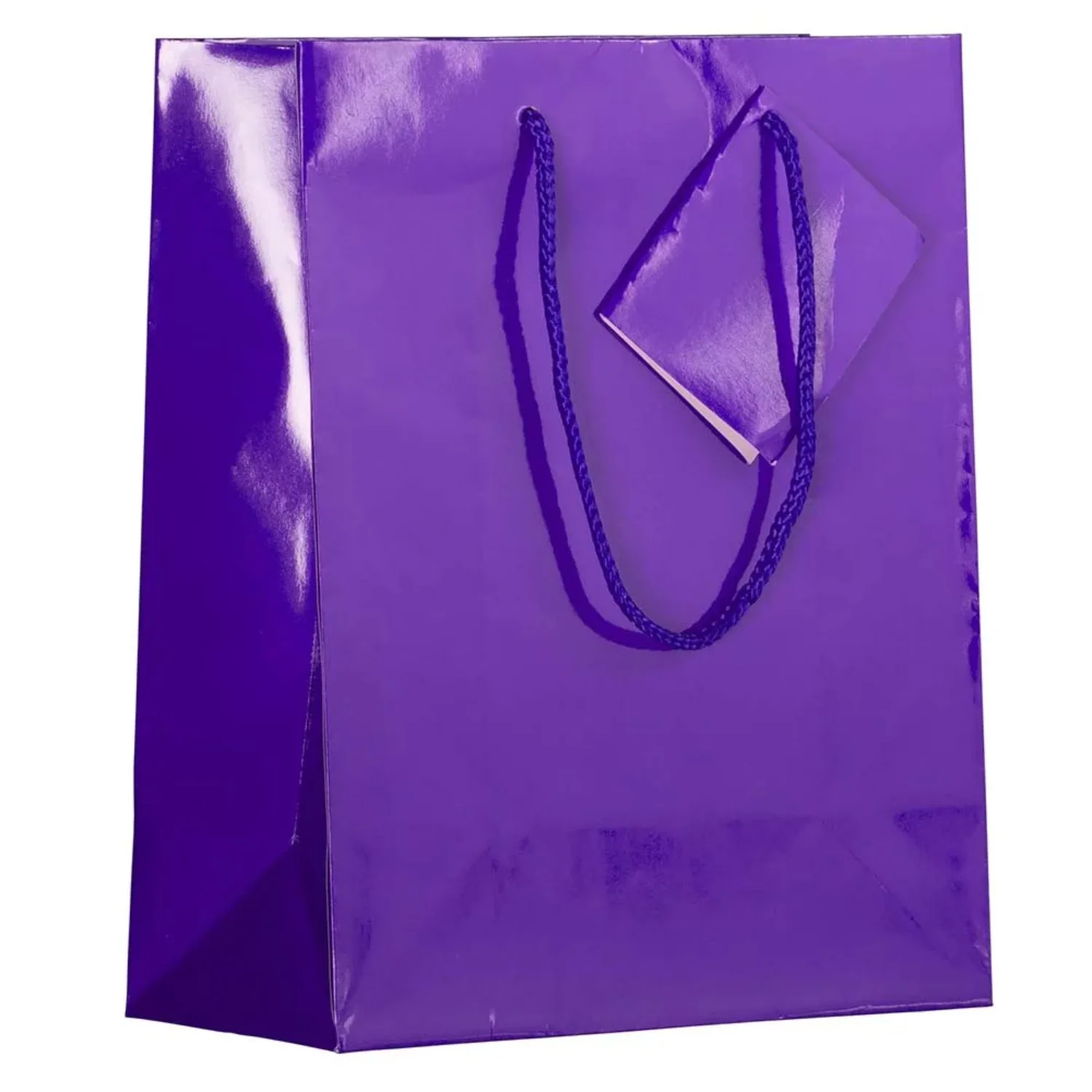 

JAM Paper Glossy Gift Bags, 8 x 10 x 4, Purple, 100/Pack, Medium