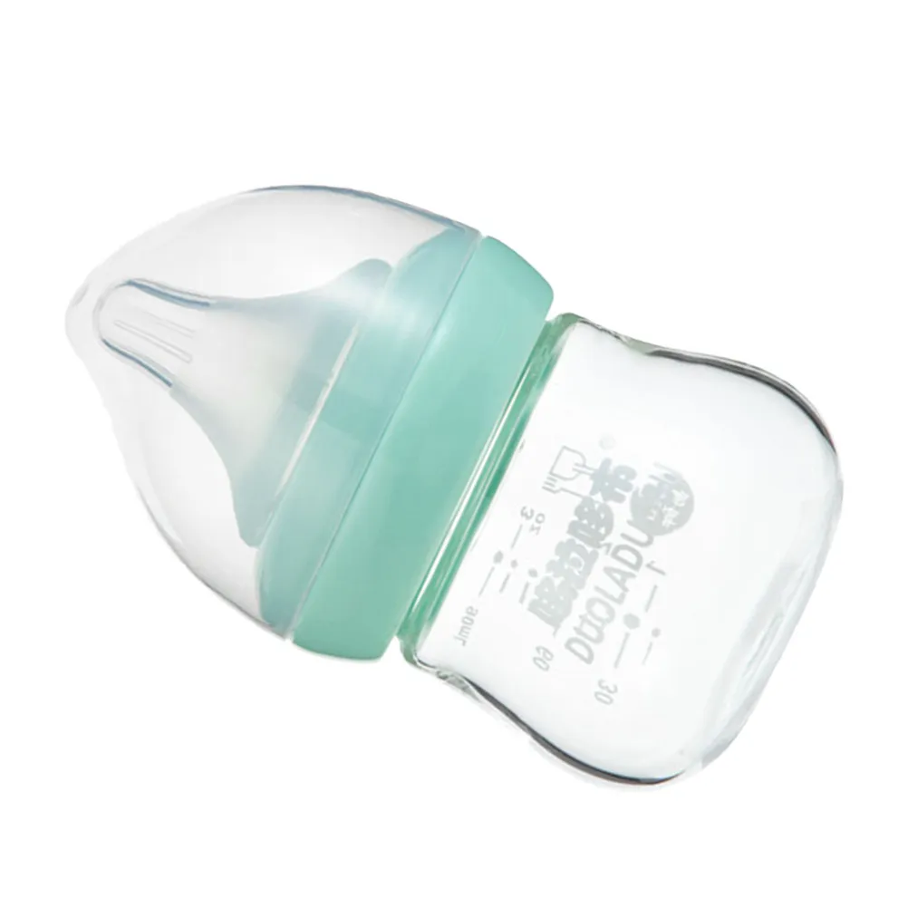 

Newborn Glass Feeding Bottle with Wide Neck and Soft Silicone Nipple Heatproof Baby Milk Bottle for Travel and Daily
