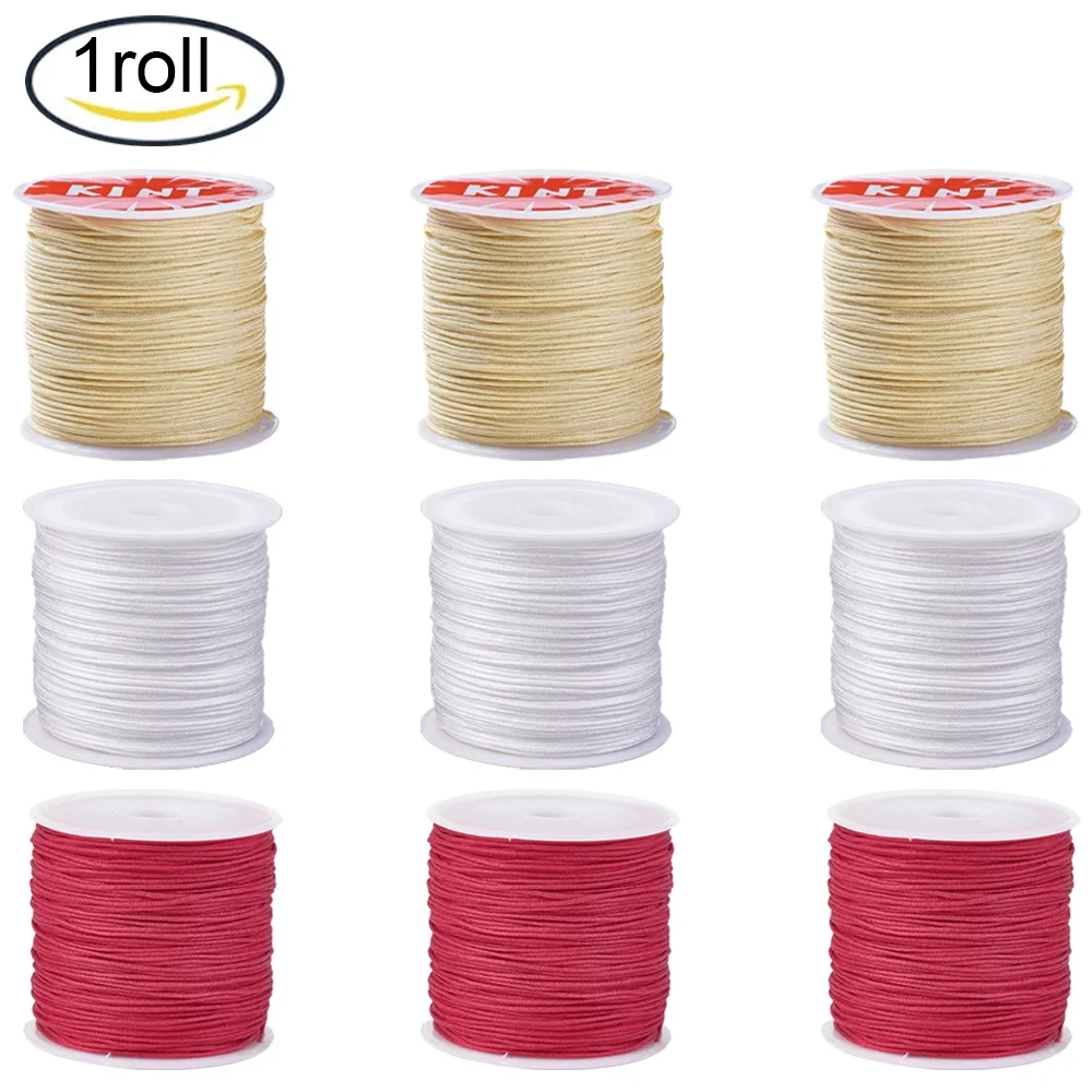 

1 Roll Nylon Thread Nylon String Jewelry Bead Cord for Custom Woven Jewelry Making White 0.8mm about 49.21 yards(45m)/roll