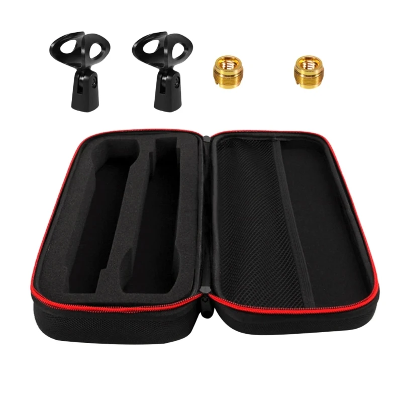 Estuche almacenamiento para micrófono inalámbrico Estuche viaje con adaptador soporte para micrófono