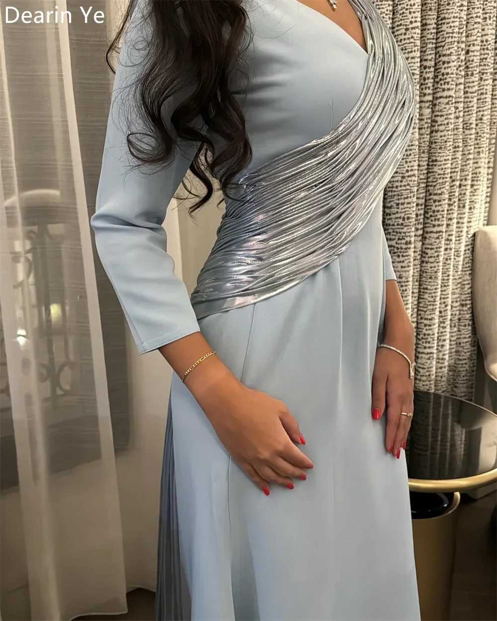 Customized Evening Dress Prom Dearin V-neck A-line Floor Length Draped Bespoke Occasion Dresses Formal Gown Saudi Arabia