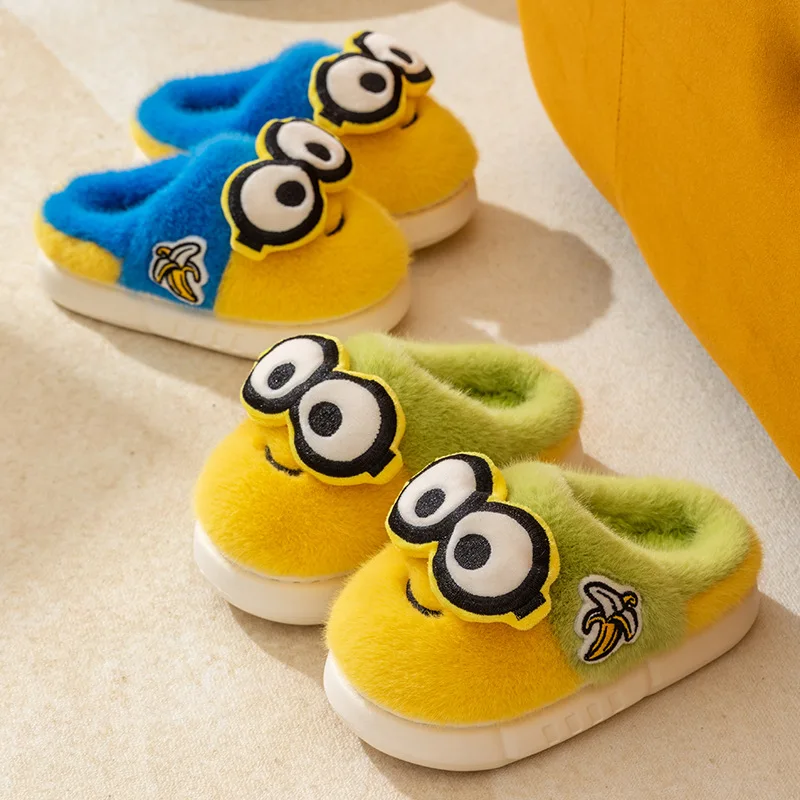 2024 New Cute Cartoon Minions Children Slippers Cartoon Boys And Girls Home Indoor Comfortable Warm Non Slip Slipper Winter Gift