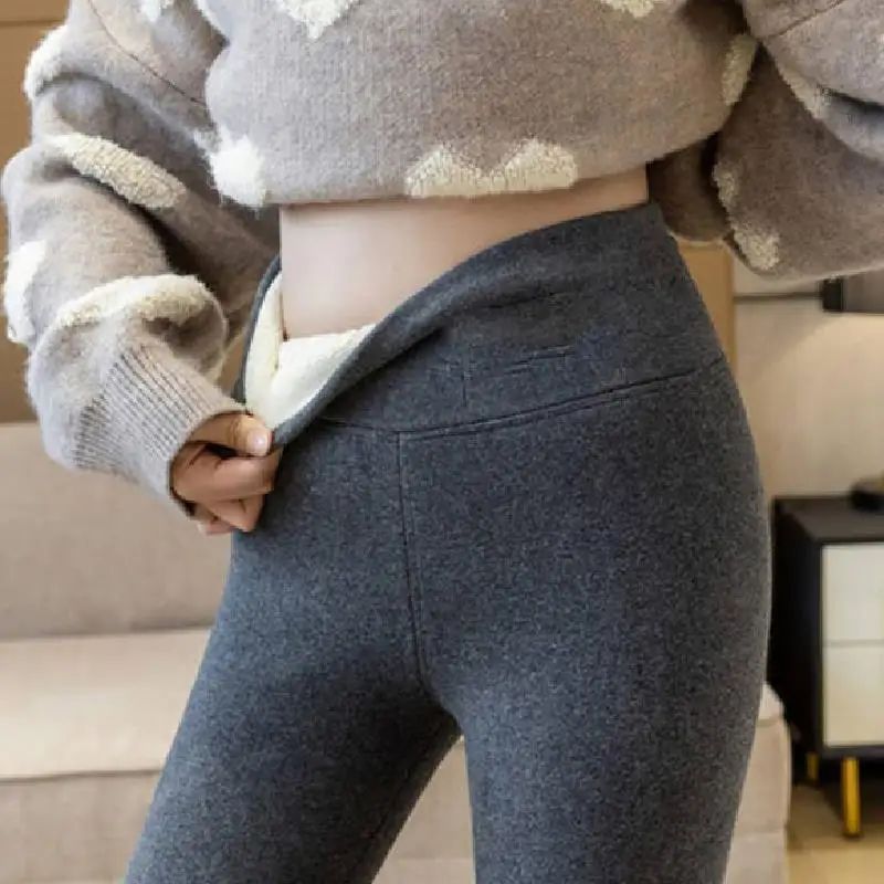 2023 Winter Thicken Lambwool Leggings Women Warm Fleece Lined Thermal Ankle-Length Pants Sexy Hight Waist Skinny Fitness Leggins