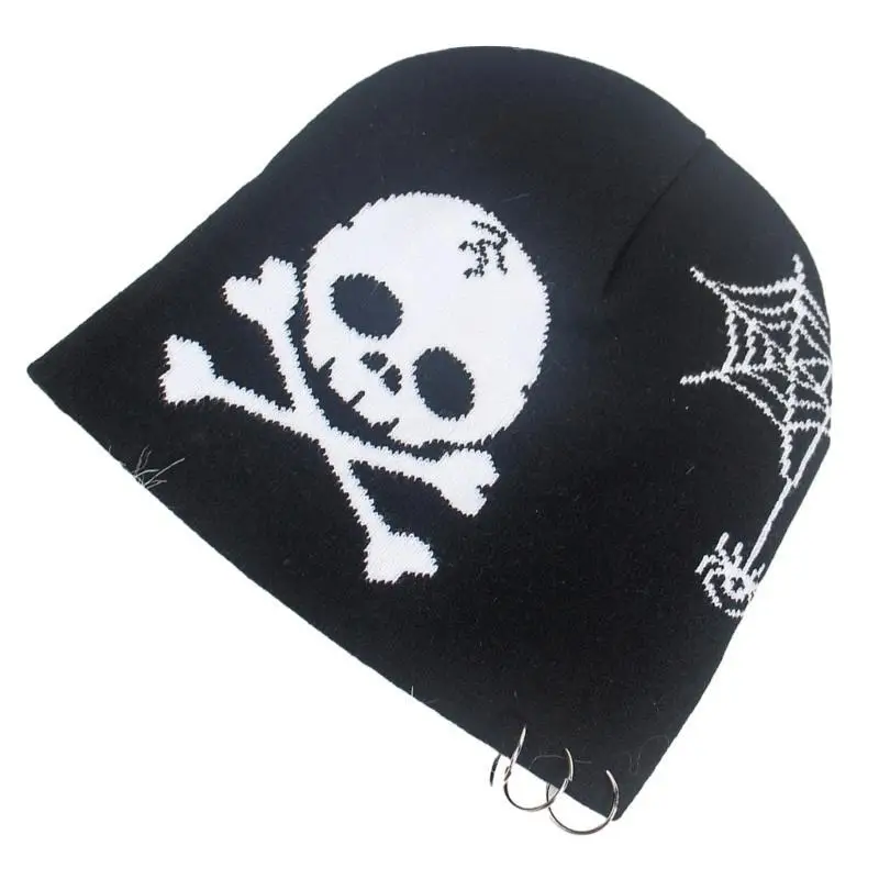 

39BD Halloween Hats Knitting Skull Soft Unisex Hat Adult Outdoors for Ski Cycling