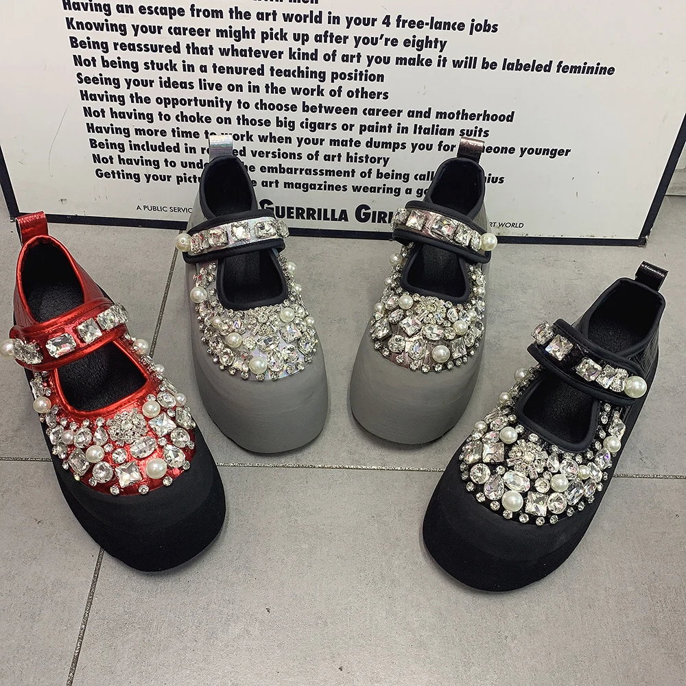 

Fashion Platform Shoes Antislip Designer Rhinestone Blingbling Shoes Plus Size Casual Women Shoes Designer High Heel Party Shoes