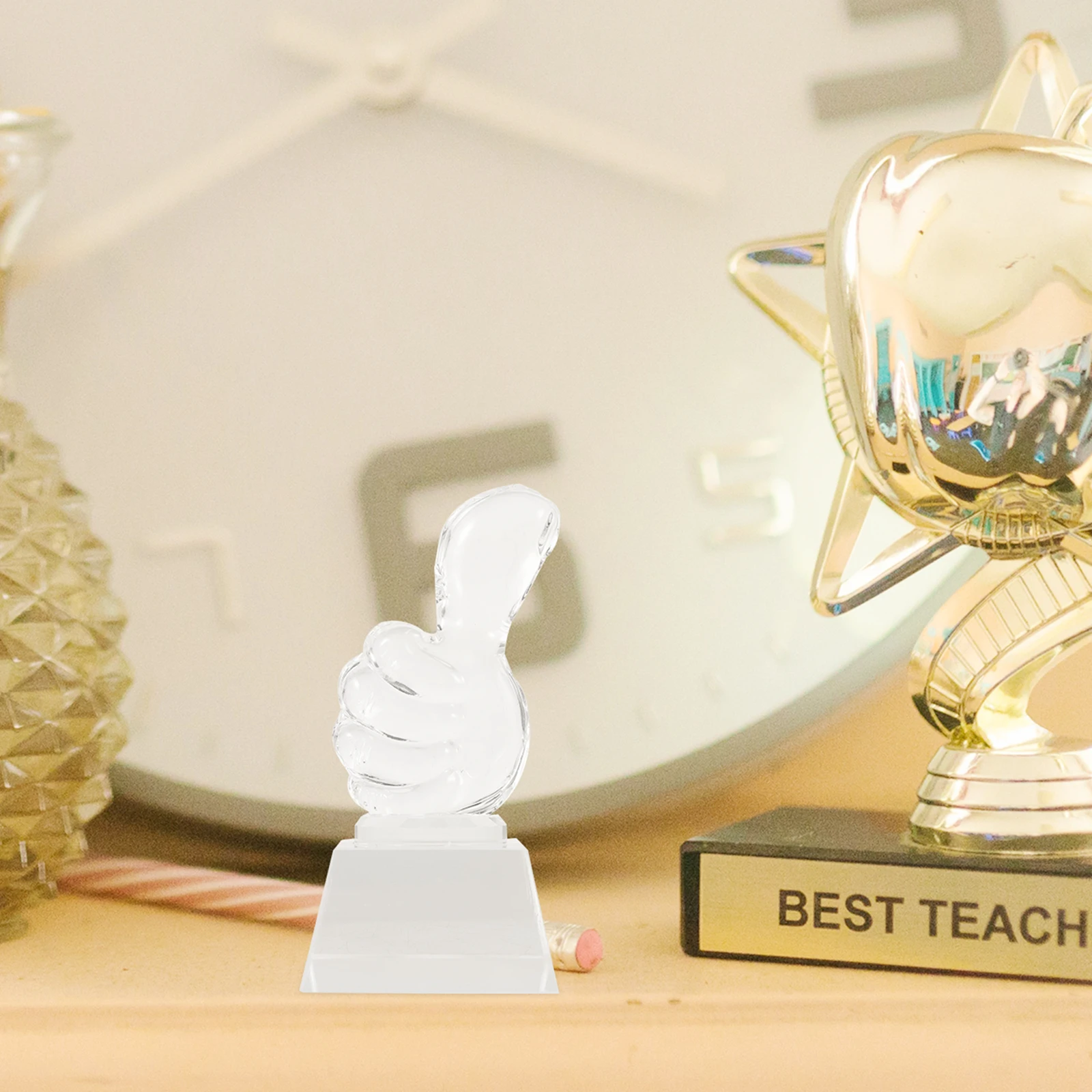 

Трофейная награда, модель в форме большого пальца с кристаллами, изысканный детский декор для соревнований, вечерние сувениры, белая, гладкая, стабильная