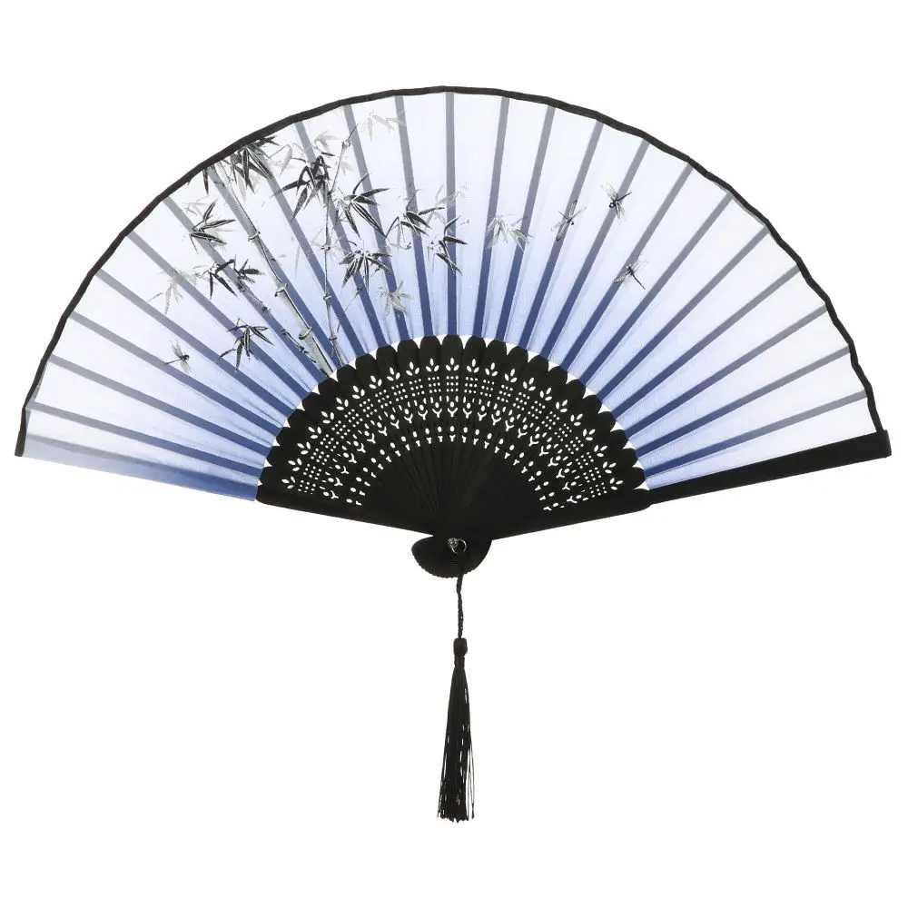 Bambus chinesische japanische Falt fächer bunte Quaste elegante weibliche Fan Vintage-Stil Falt fächer Seide Hand fächer