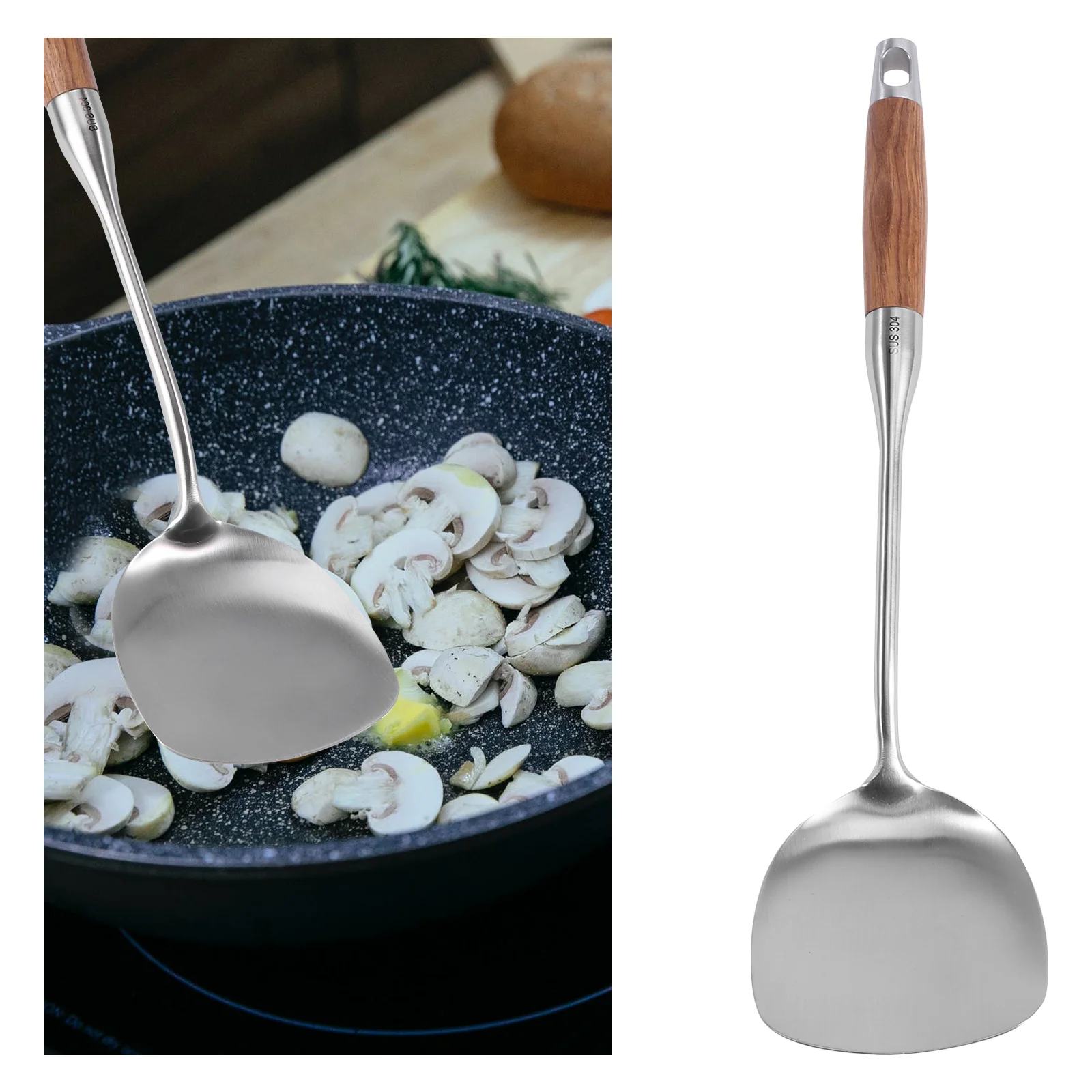 

Scoop Cooking Utensil Spoon Kitchen Utensils Stainless Steel Spatula Tool Brown