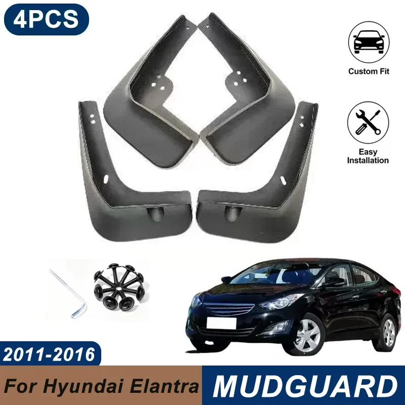 4PCS Car Mud Flaps For Hyundai Elantra MD Sedan 2011-2016 Waterproof Anti-Splash Fender Mudguards Auto Exterior Accessories