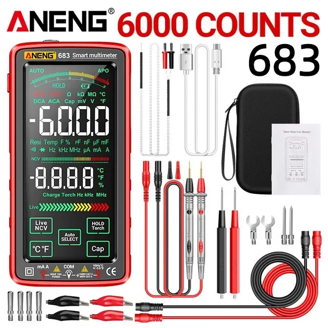 ANENG 683 Smart Multimeter Tester High-End Touch wiederaufladbar 6000 Counts Multimetro Test Multitester AC/DC Spannung Strom Werkzeug