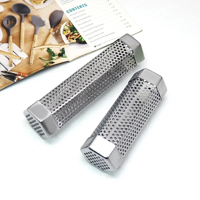 

Дымовая трубка из нержавеющей стали 6/8 дюймов 430, дымовая трубка из фруктового дерева, шестиугольный генератор дыма для барбекю, барбекю