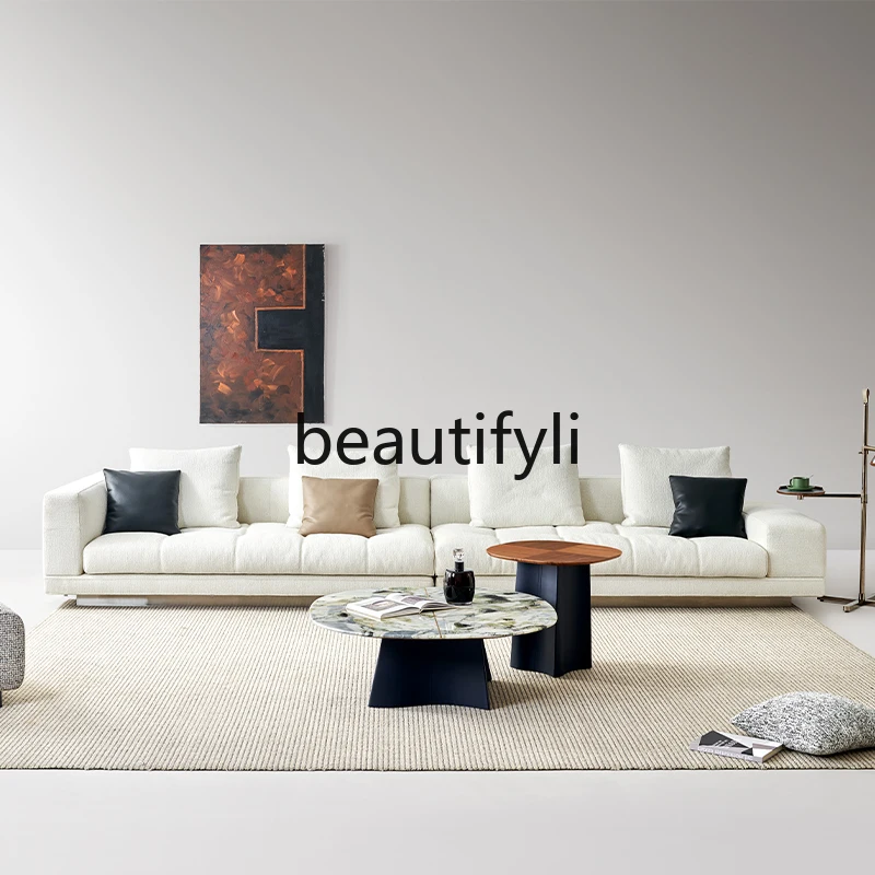 Italian minimalist round coffee table natural marble surface designer creative edge table