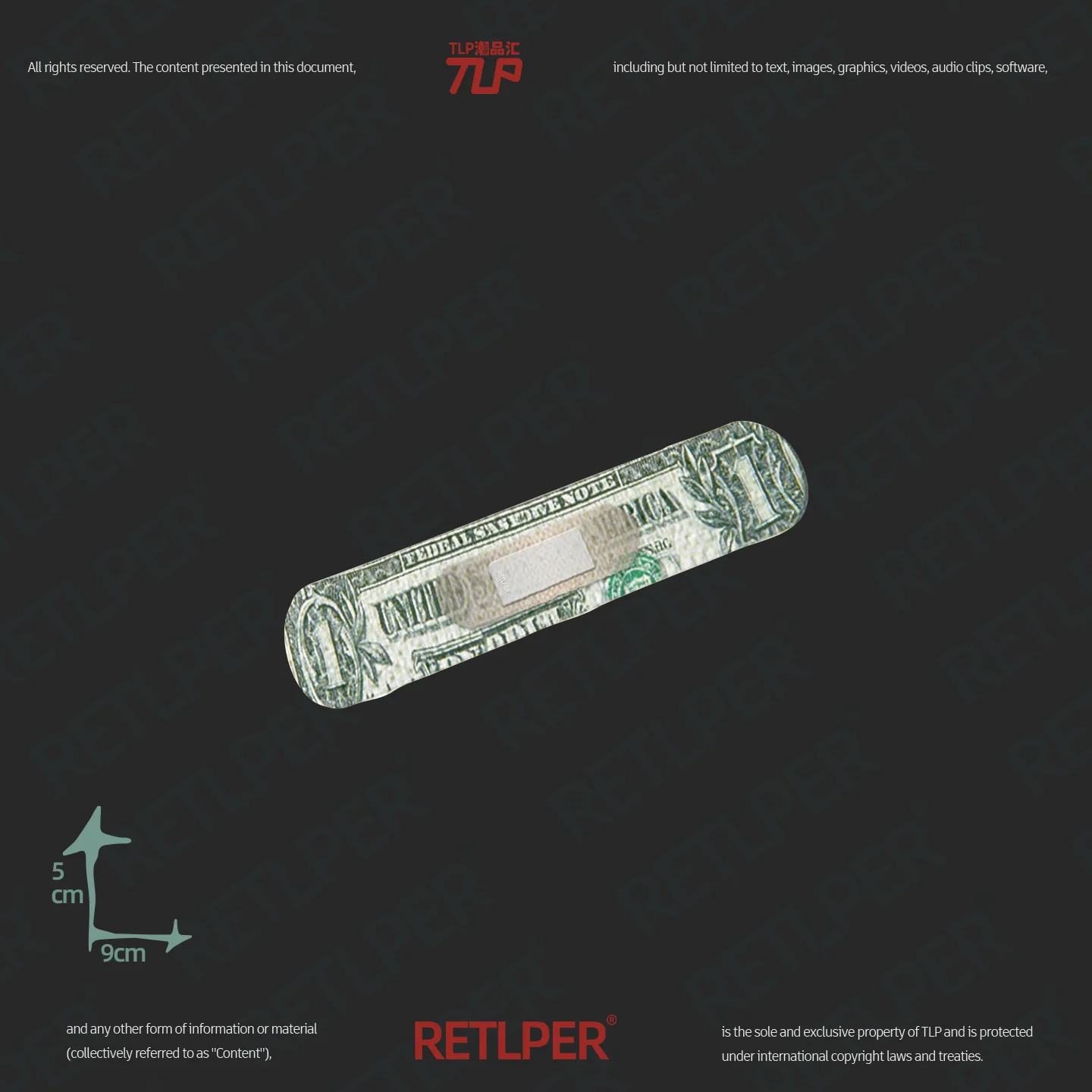 Retlper reflecterende autosticker, origineel "Money"-ontwerp in pleistervorm, niet-3D platte sticker voor auto's en motorfietsen
