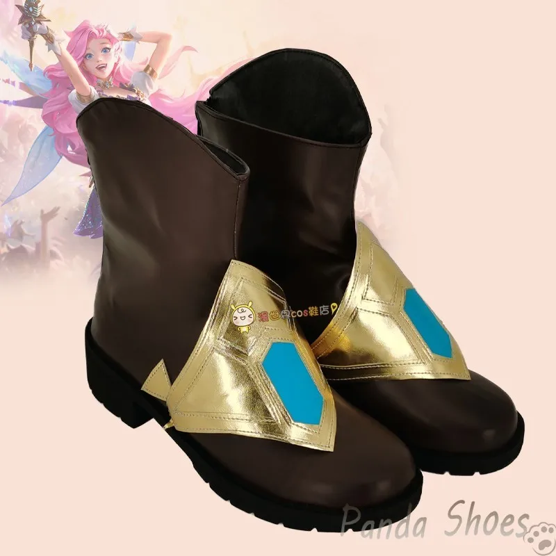 LOL Seraphine Cosplay Shoes Anime Game League of Legends Cos Black Boots Cosplay Costume Prop Shoes for Con Halloween Party