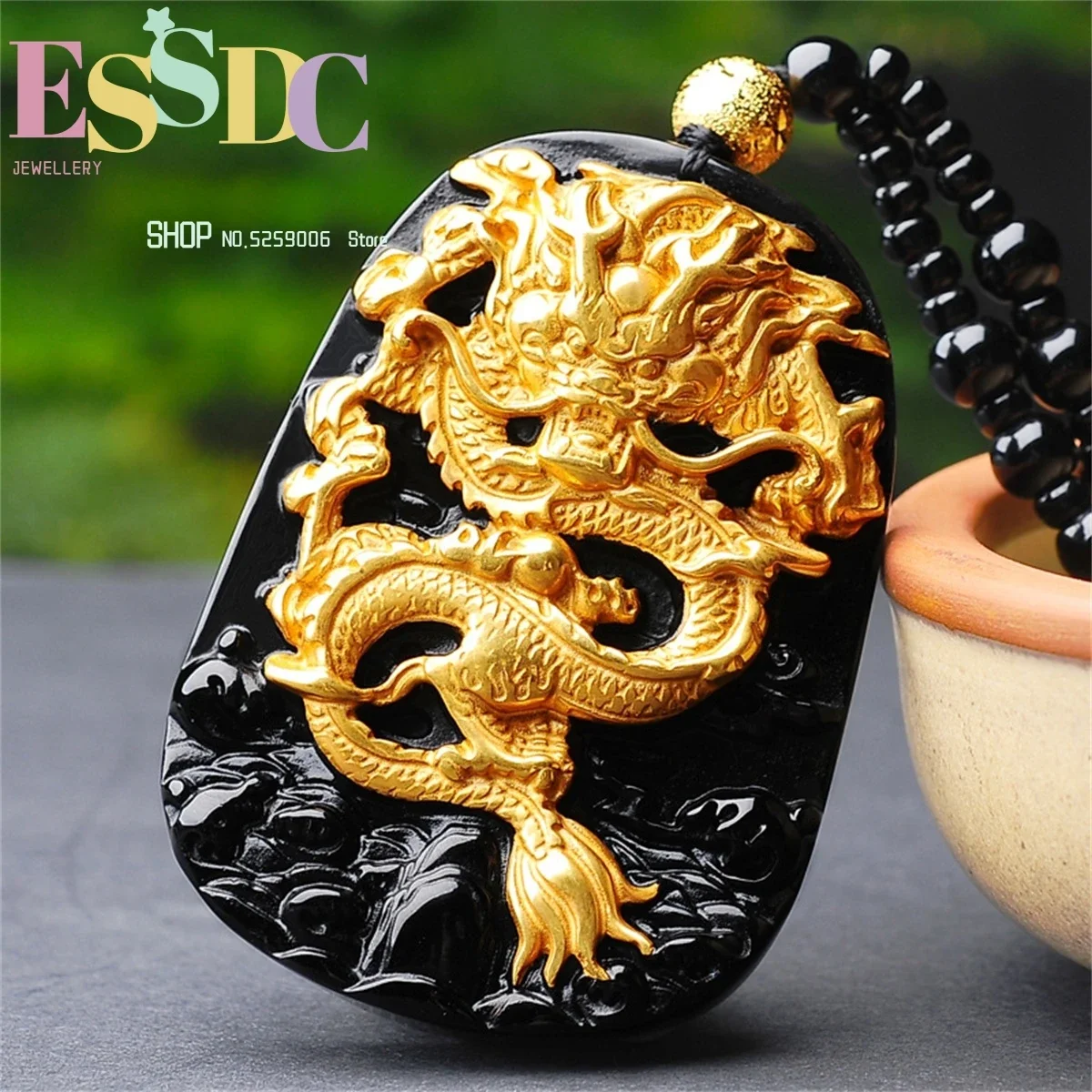 حجر سبج طبيعي زودياك مذهب قلادة على شكل تنين قلادة الاستبداد مجوهرات للنساء الرجال نحت محظوظ تميمة هدية حلية الرجعية