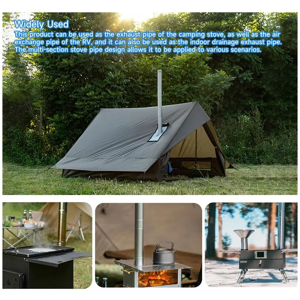 New Stainless Steel Flue Extension Tube Diameter 6CM Round Stove Pipes Chimney Pipes Camping