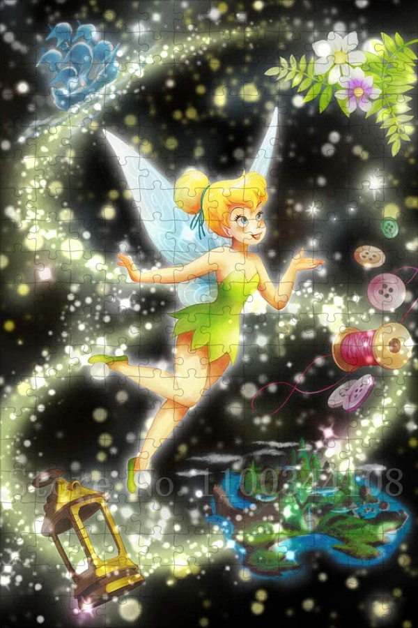 Disney Fairies Tinker Bell Puzzles for Girls Handmade Hobbies 300/500/1000 Pieces Cartoon Puzzles Children Intelligence Toys