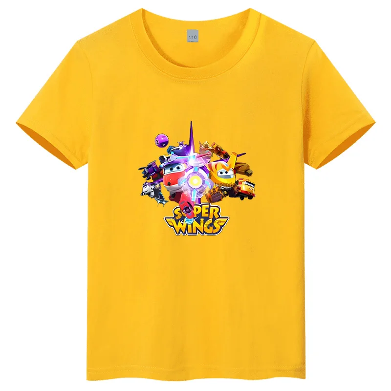 

New Disney Super Wings Cartoon Pattern Printed Children's T-shirt Round Neck Short Sleeve Top Available in Multiple Colors