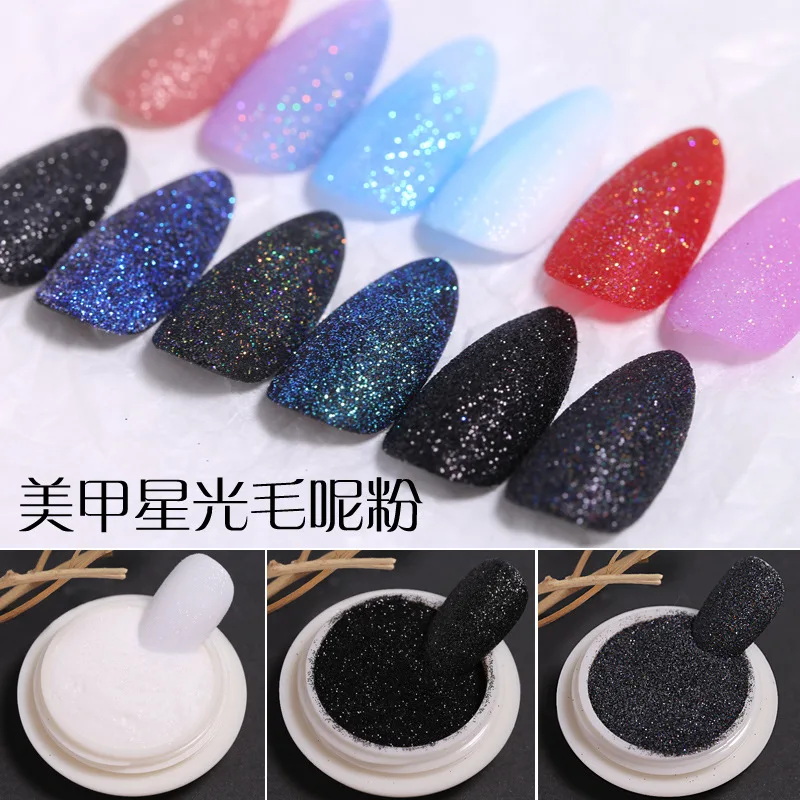 Shinning Iridescent Silver Black Nail Sugar Glitter Powder White Color UV Gel Polish Chrome Pigment Dust Nails Art Decoration