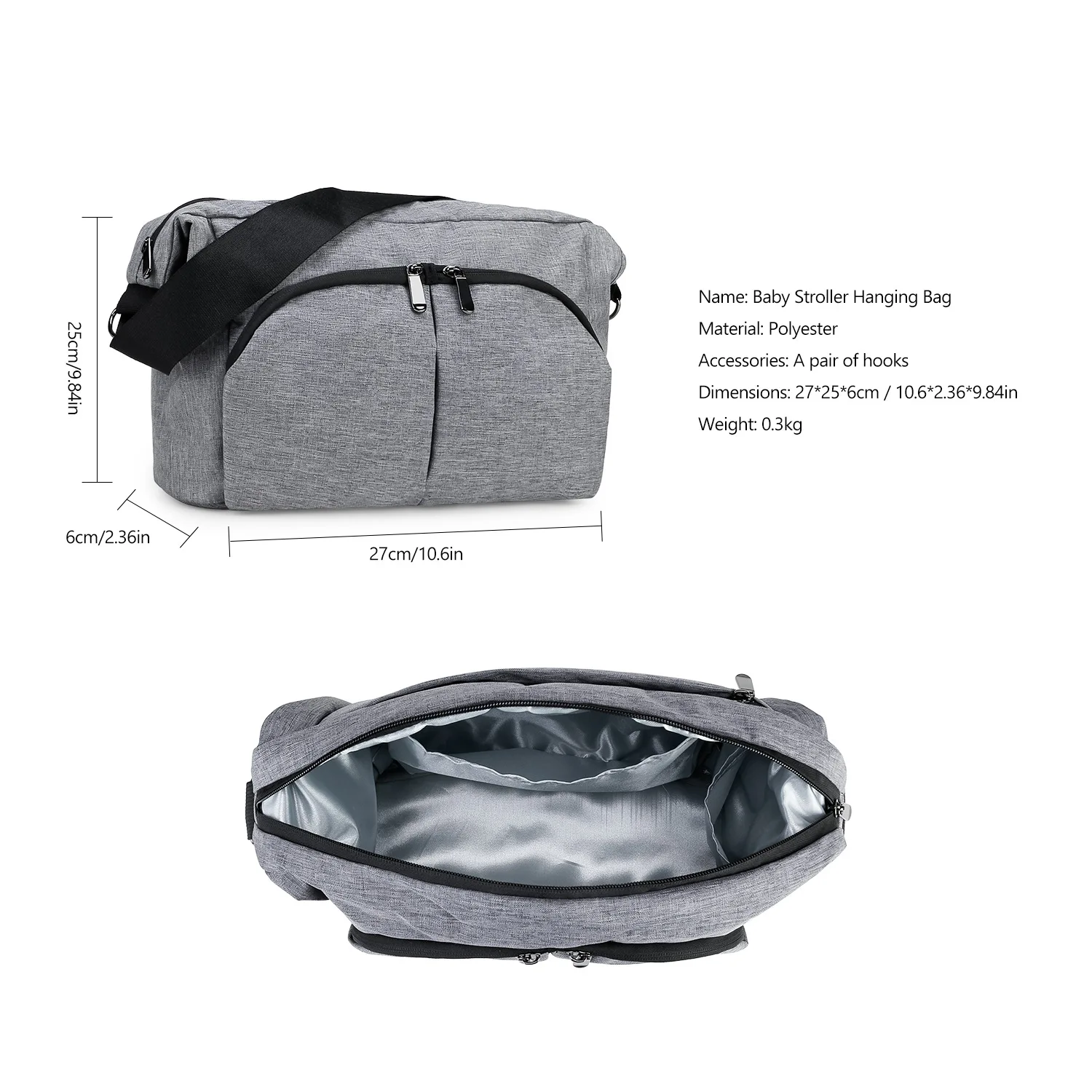 Portable Stroller Diaper Bag Single Shoulder Mommy Storage Bag For Baby Stroller Multifunctional Stroller Waterproof Storage Bag view 6