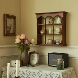 American Rubber Wood Cup Holder  Open-Space Storage Rack, Roman Arch Wall Cabinet, Smooth-Polished Bookshelf, and Display Shelf.