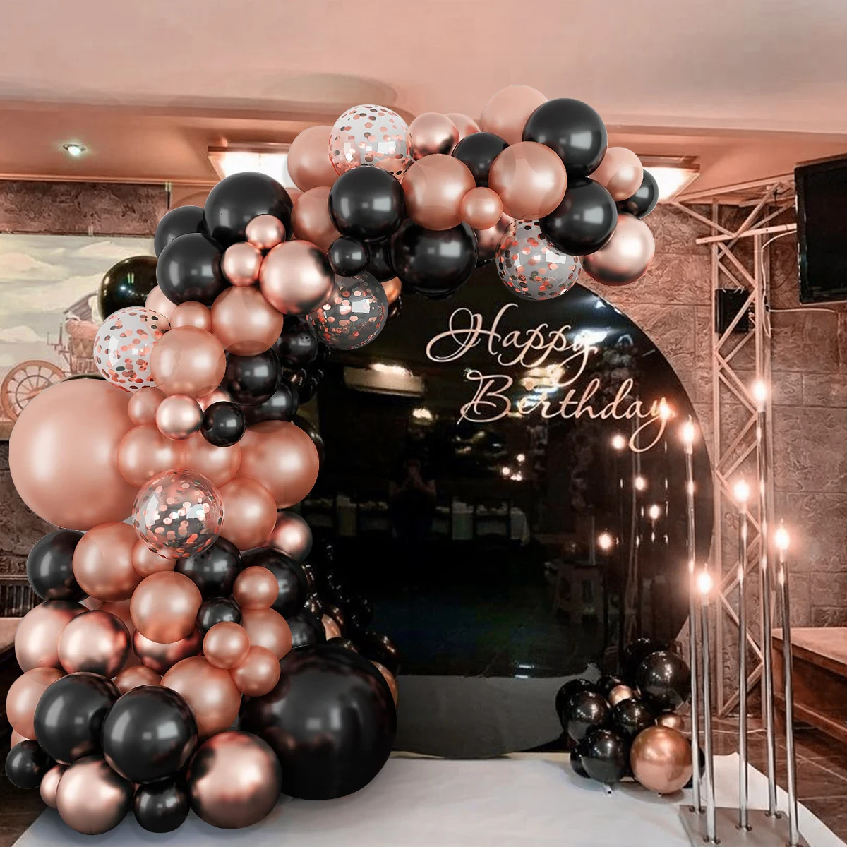 

Rose Gold Black Metallic Balloons Garland Arch Kit Confetti Balloon Birthday Party Decoration Kids Adult Wedding Ballon Decor