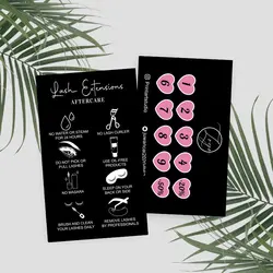 Custom Lash Extensions instruction cards Loyalty Cards with Logo Aftercare Card Design Eyelashes Discount Code business cards
