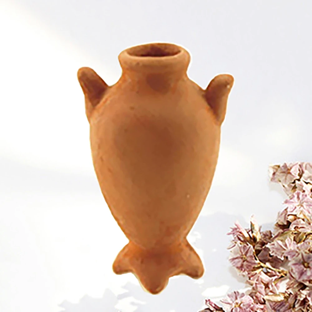 1Pcs 1/12 Dollhouse Accessories Mini Ceramic Vintage Flowerpot Terracotta Vase Model for Doll House Decoration bjd