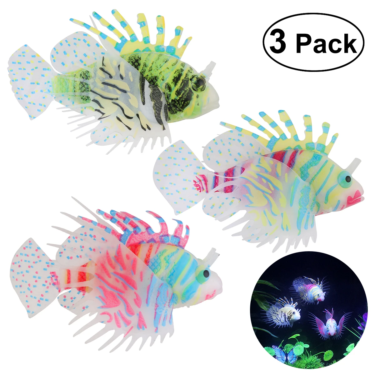 

3pcs Artificial Floating Fish Simulated Lifelike Silicone Decor Aquarium Tank Plants Moving Tails Realistic Quality