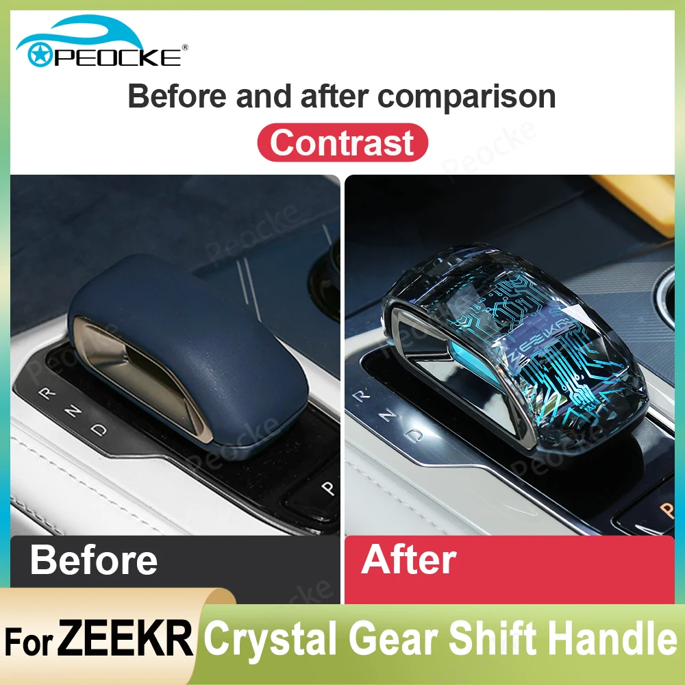 Crystal Gear Shift Lever Head For ZEEKR 001 001FR 009 2021-2024 Car Gear Change Handle Gearbox Rod With Glow Light Accessories