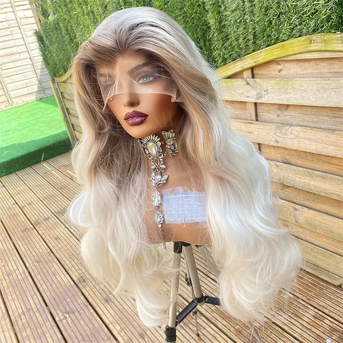 Soft Long 24inch Highlight Blond Body Wave hair HD lace front wig, suitable for women's wig With Baby Hair Heat Resistant wig