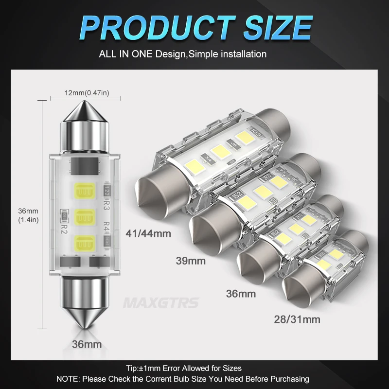 C5W LED CANBUS 31mm Festoon C10W 36 39 41mm Car Interior Light 3030 Auto License Plate Dome Door Reading Lamp With Protect Lens