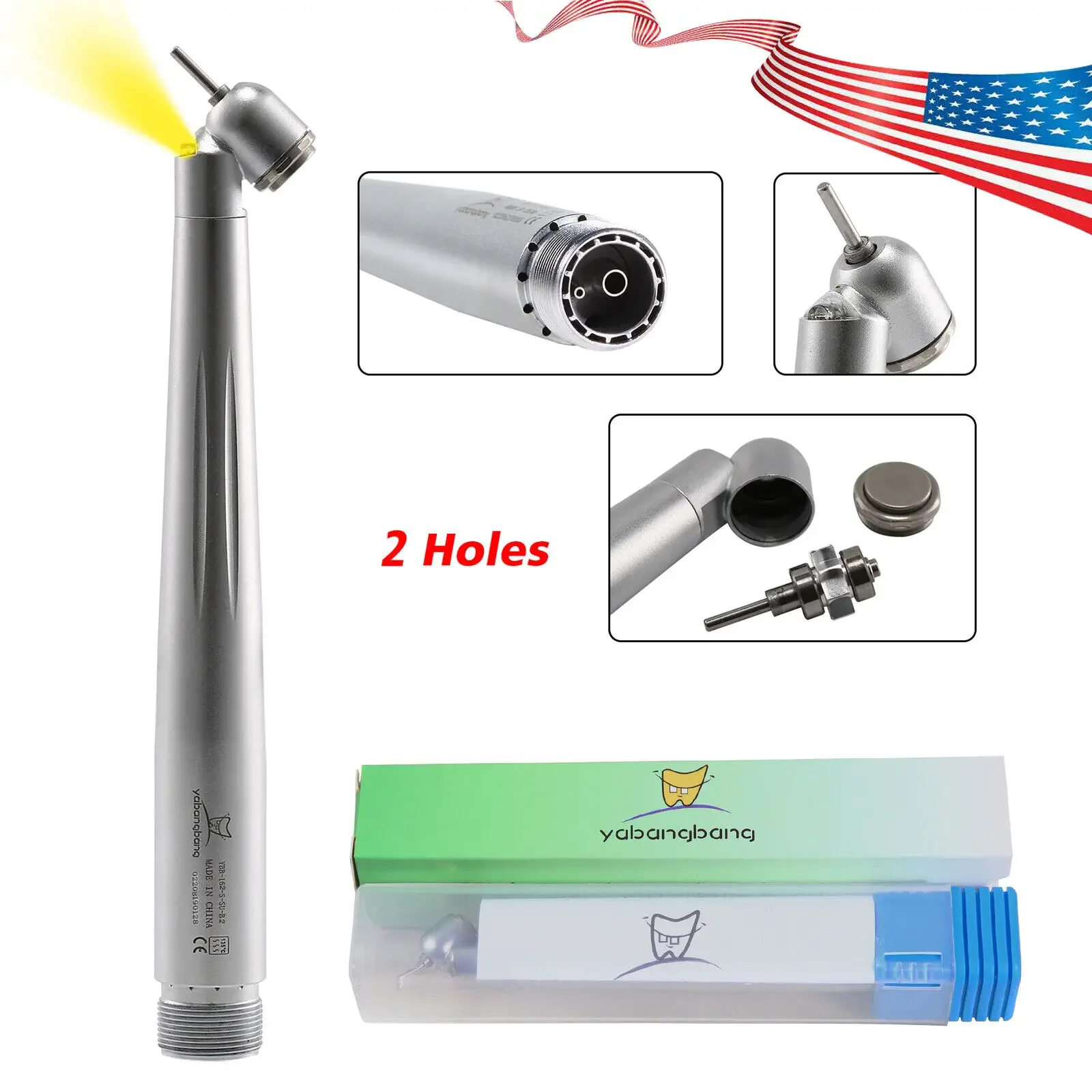 Fibra óptica dental led 45 graus cirúrgica de alta velocidade handpiece e-gerador botão turbina 2/4 buraco caber nsk/kavo