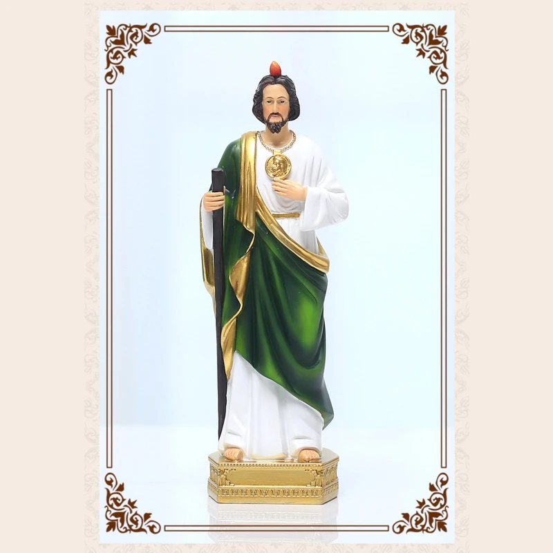 21.5 سنتيمتر سانت جود تمثال الكاثوليكية المسيحية رسمت باليد المقدسة الدينية تمثال المنزل الكنيسة الديكور بالجملة