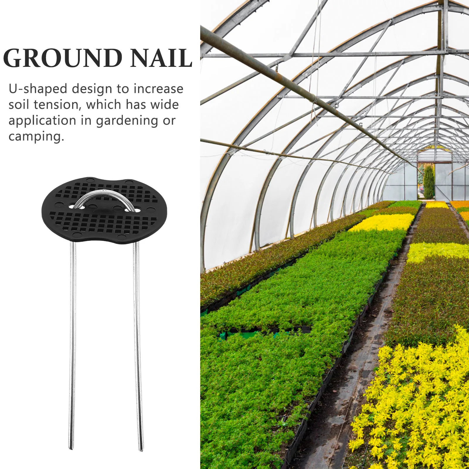 

50 Sets U shaped Garden Stakes 4x40x150mm Black Ground Nails L Pegs Green House Tent Lawn Fixing Reusable DIY Gardening