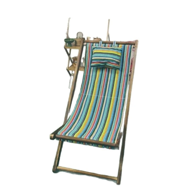 

Solid wood beach lounge chair foldable single beach chair lunch break outdoor lounge chair camping