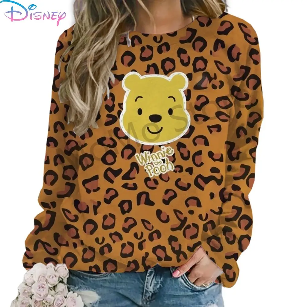 Women\'s Long Sleeve Sweatshirts O Neck Disney Winnie The Pooh Streetwear 2024 3D Print Street Wear Autumn Fashion Leisure S-3XL