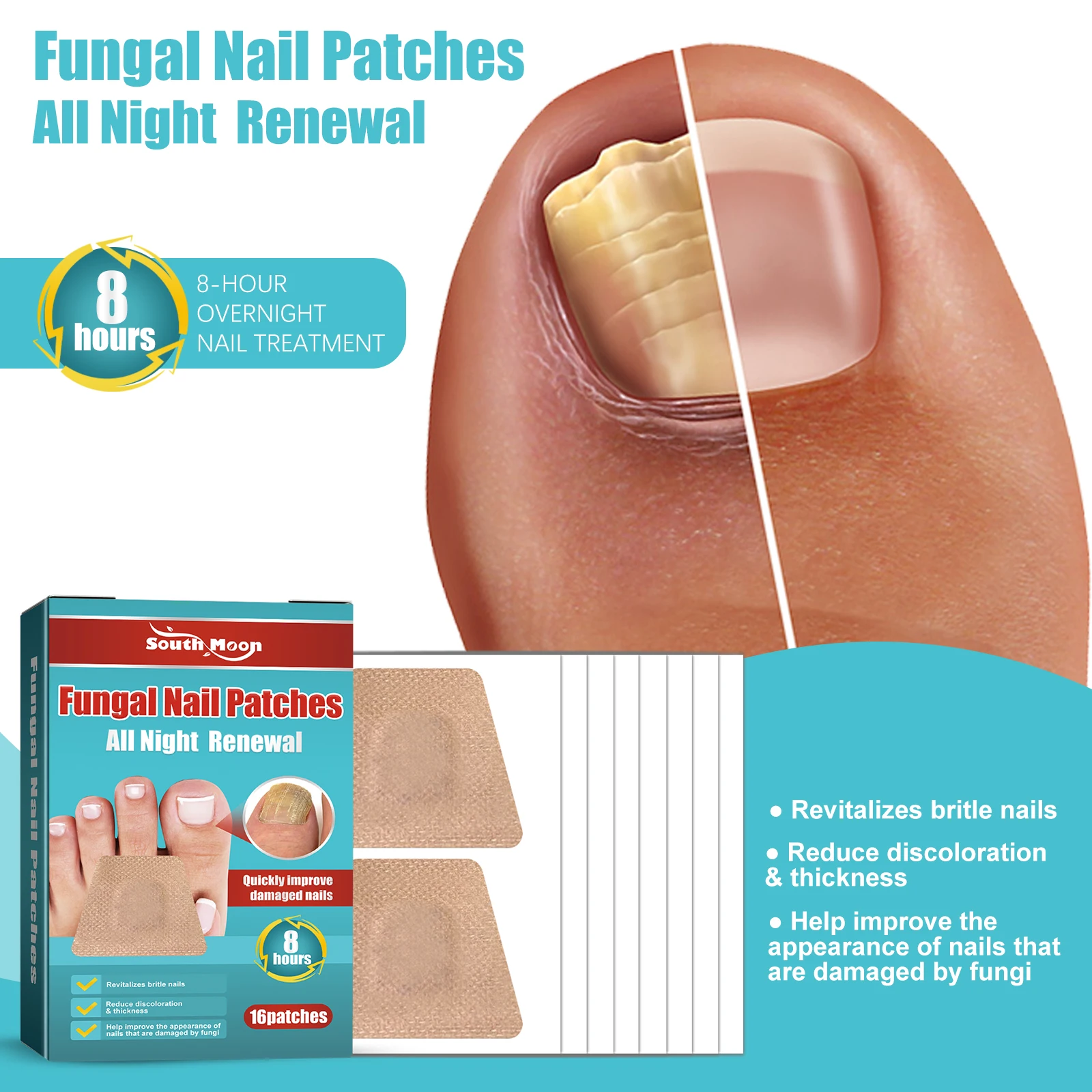 16PCS Toenail Fungus Treatment Stickers Ingrowning Toenail Corrector Paronychia Repair Patch Fungus Removal Nail Care Products