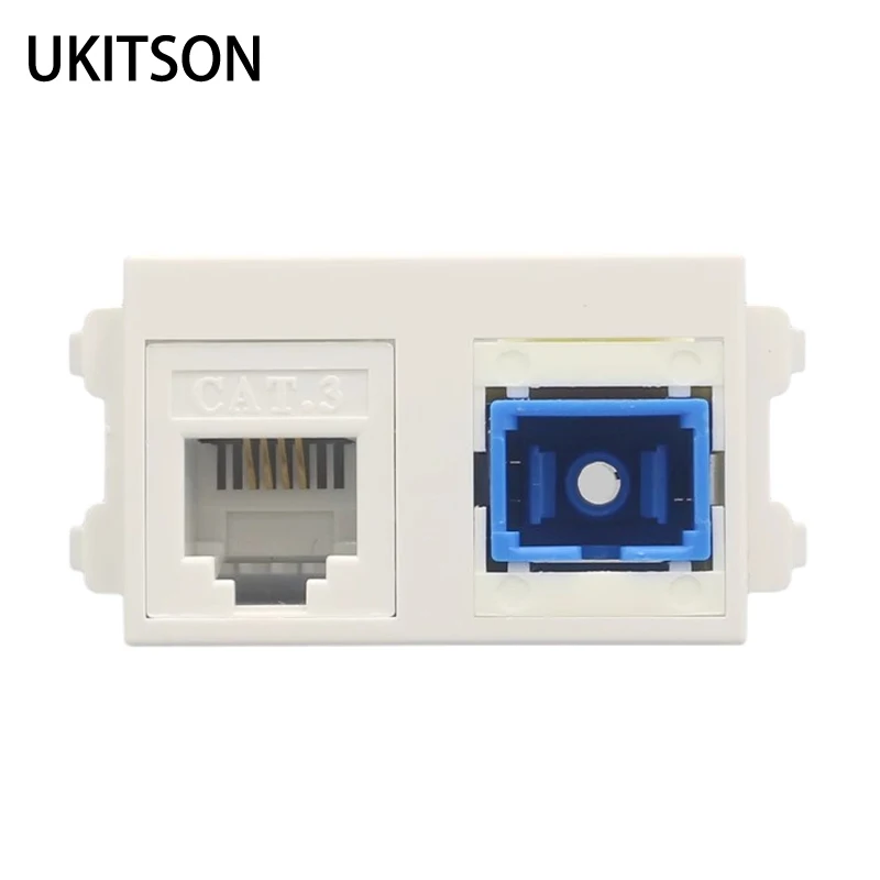 

SC Optical Fiber UPC Simplex SC-SC Socket With CAT3 RJ11 Phone Plug Slot 23x36mm Module Insert For Telephone Network Connector