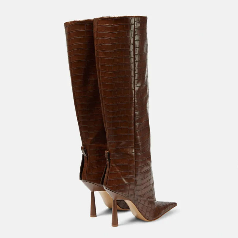 Star Style Fashion Patent Leather Loose Tube Pants Knee-high Boot Autumn Winter Elegant Thin High heels Chelsea Long Boots Shoes