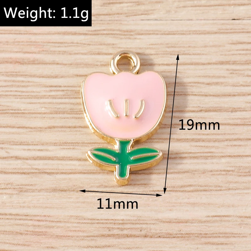 10 Stück 17 x 19 mm modische Emaille-Sakura-Blumen-Charms-Anhänger für Schmuckherstellung, Halsketten, Ohrringe, Armbänder, Bastelbedarf – Detail 8
