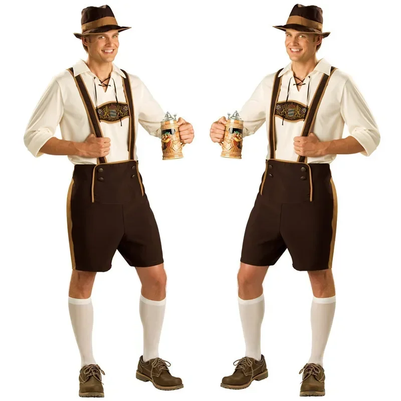 Oktoberfest Cosplay Costume Lederhosen Bavarian Octoberfest Beer Festival Cosplay Costumes Halloween for Kids Boys Beer Costume