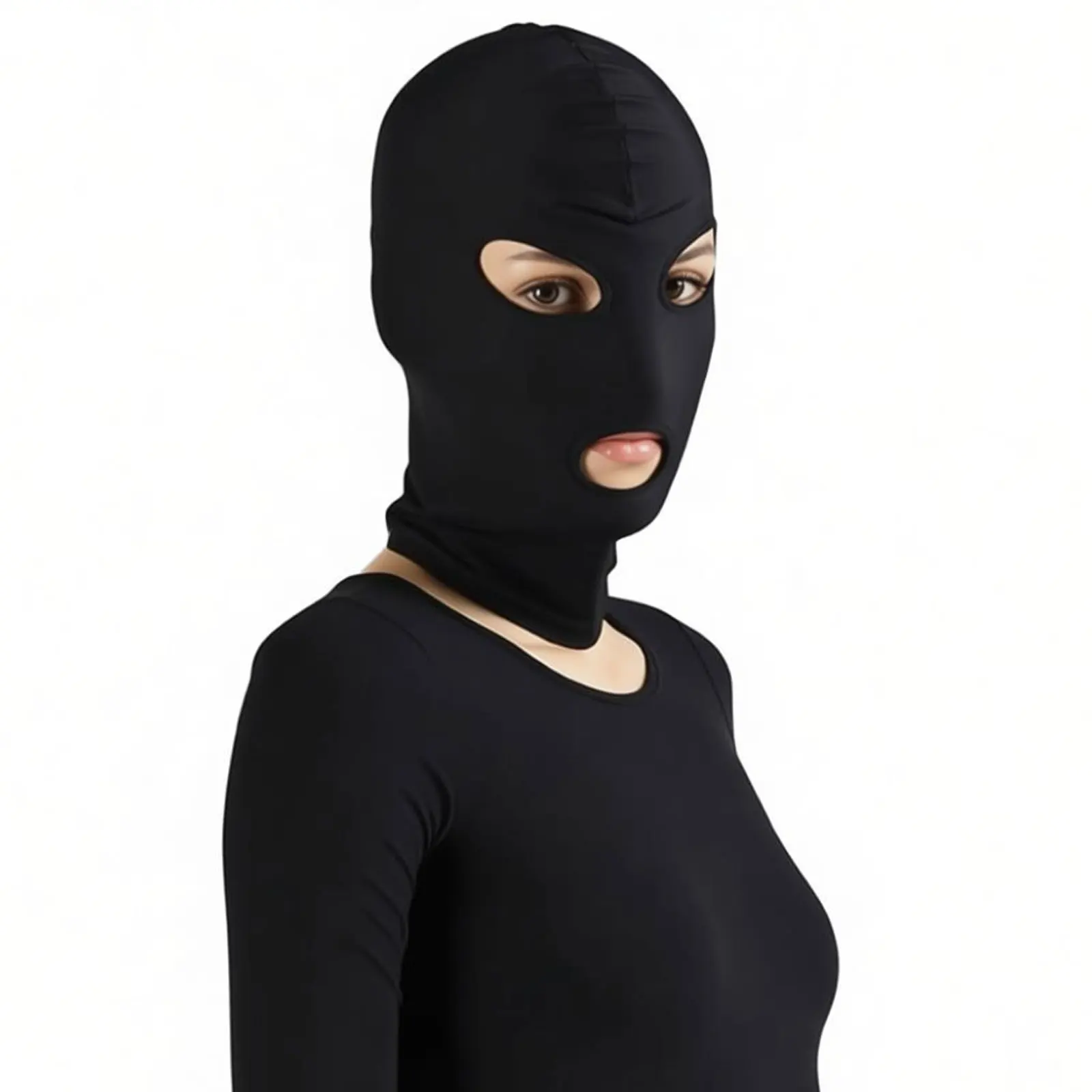Women Mens Cosplay Face Mask Spandex Blindfold Open Eyes and Mouth Headgear Full Face Mask Hood for Unisex Role Play Costume